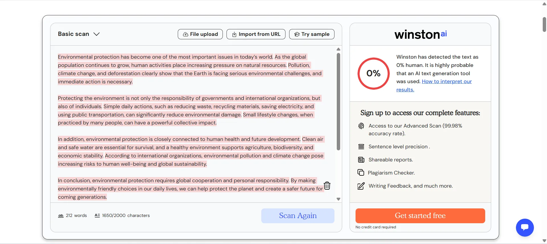 Winston AI – Professional writing analysis