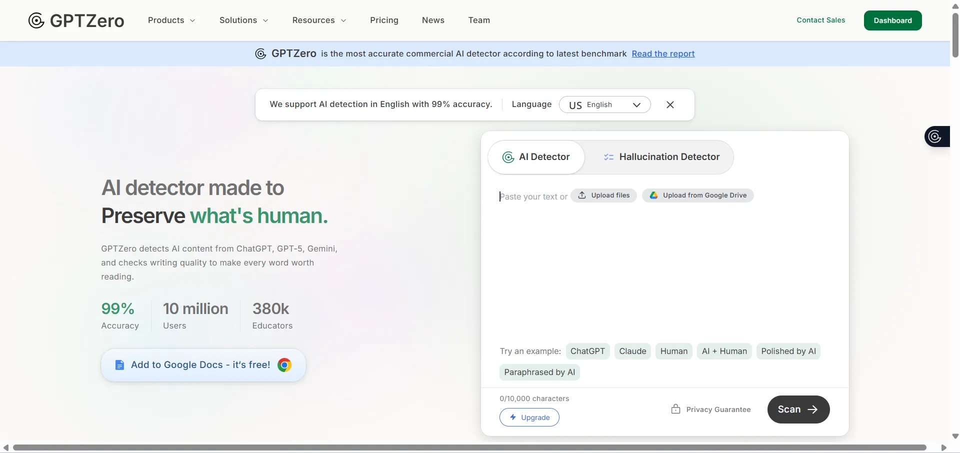 GPTZero – Educational AI detection