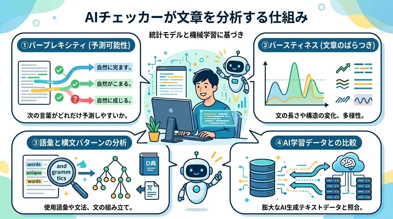AIEnhancer_Generator_生成日文博客配图：AIチェッカーは統計モ.jpeg