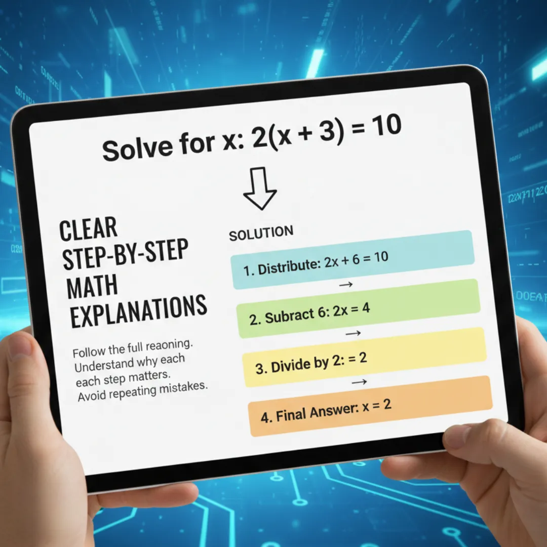 Features - Clear Step-by-Step Math Explanations - Dechecker