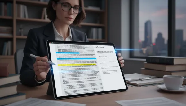 Legal professionals reviewing contracts and policy documents - Dechecker